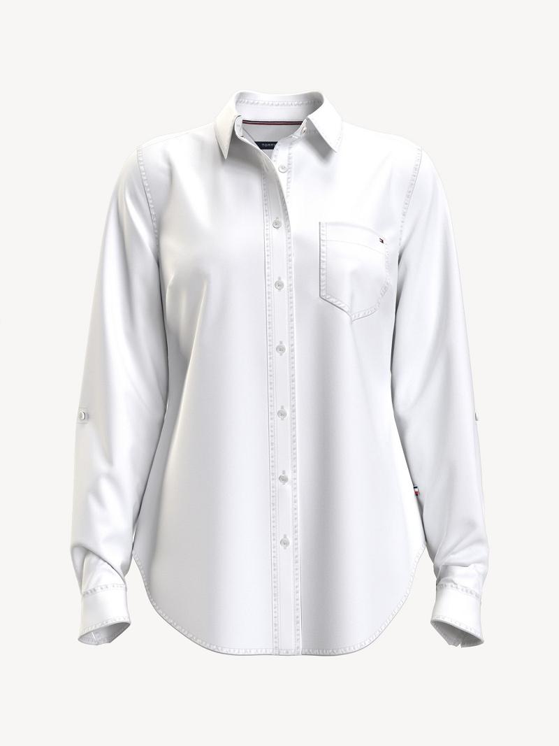 Női Tommy Hilfiger Essential Solid Oxford Ingek Fehér | HU 280LIS